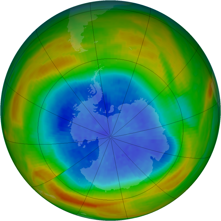 Antarctic ozone map for 22 September 1983